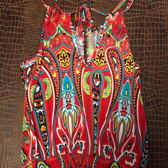 Orange Paisley Jumpsuit - Picture 4 of 5